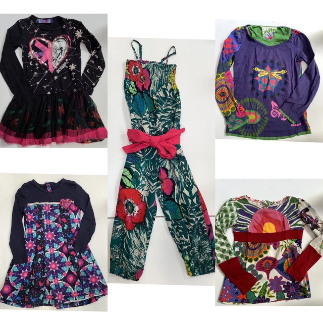 Pacchetto abiti estivi Desigual per bambina 5-8 anni abiti e pagliaccio X5