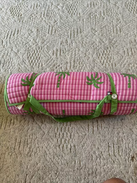 TOMMY BAHAMA POOL Beach Yoga Mat Quilted Roll Up Green & Pink Palm ...