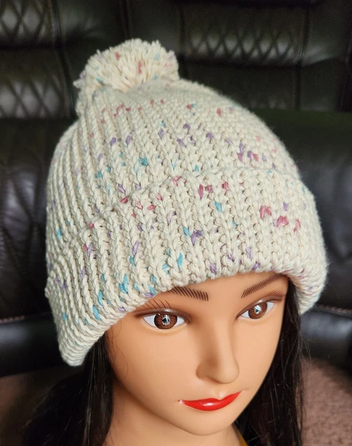 Women Crochet Beanie - Hand made - 100% cotton - Color Beige - One size