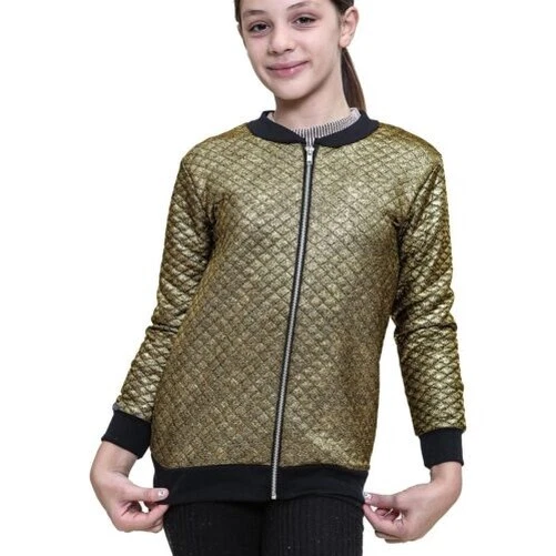 Bambine Lucido Color Oro Moda Trapuntato Scuola Casual Giacca Bolle 7-13 Anni