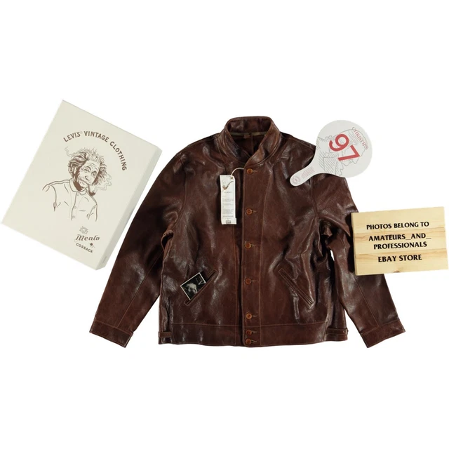 XL LEVIS VINTAGE Clothing Menlo Leather Cossack Jacket Einstein