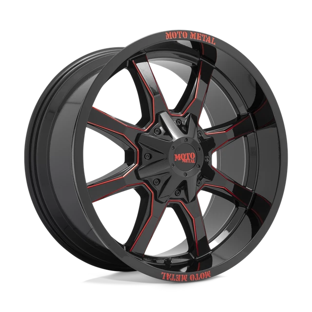 20X9 GLOSS BLACK MILLED WITH RED TINT & MOTO METAL ON LIP Moto Metal MO970