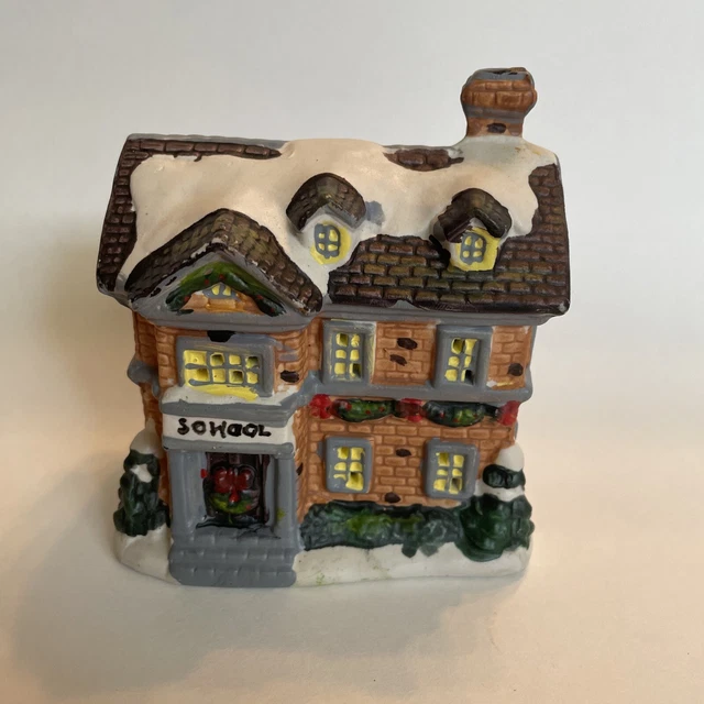 VINTAGE CHRISTMAS VILLAGE Porcelain School House Building 7.99 PicClick