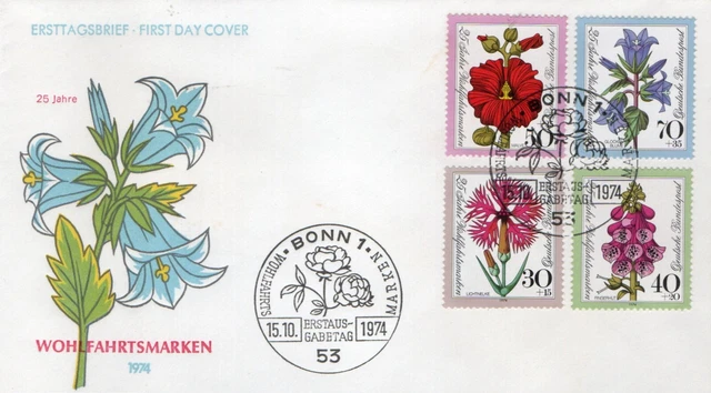 BRD, FDC, MiNr. 818-821, Wohlfahrt, Blumen, siehe Scan.