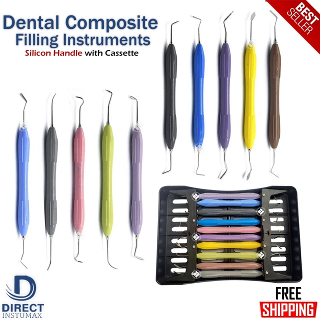 Dental Composite Filling Instruments Set of 10 Silicon Handle with Cassette