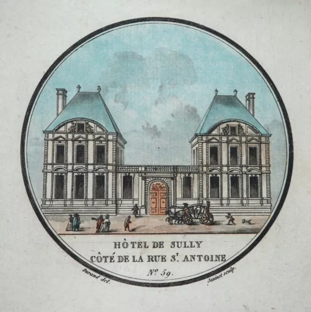 JANINET JF (1752-1814) Hotel de Sully côté de la rue Saint-Antoine à PARIS, 1792