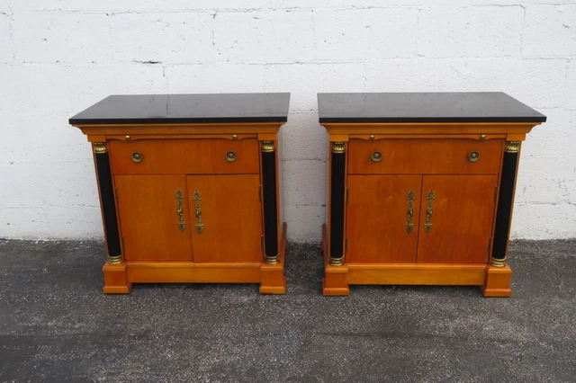 Thomasville Hollywood Regency Stone Top Nightstands End Tables a Pair 3958 Thomasville Hollywood Regency Stone Top Nightstands End Tables a Pair 3958