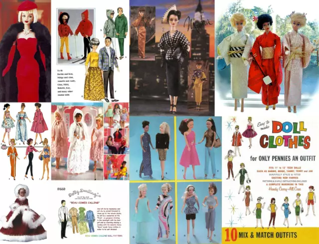 Reproduced McCalls 7311 - Barbie, Midge and Ken Doll Clothes Sewing  Patterns