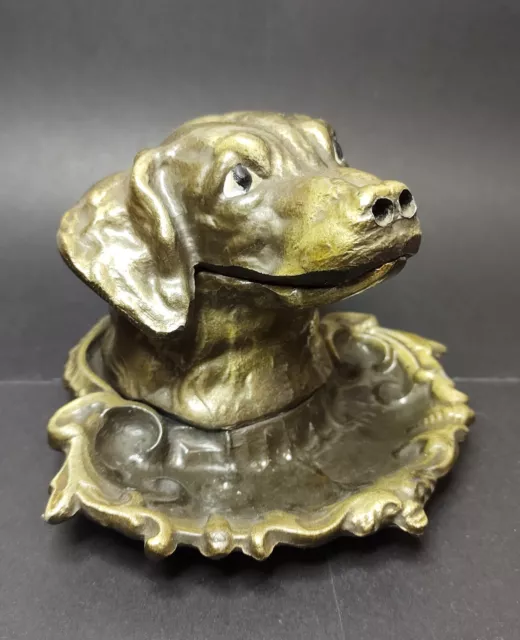 Antique Soviet Ashtray metal DOG, USSR, smoking