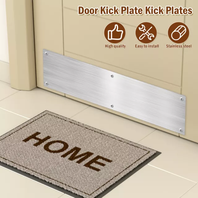 2Pcs Door Kick Plates 4 x 16 Inch Stainless Steel Kick Plates with 12 PadsG