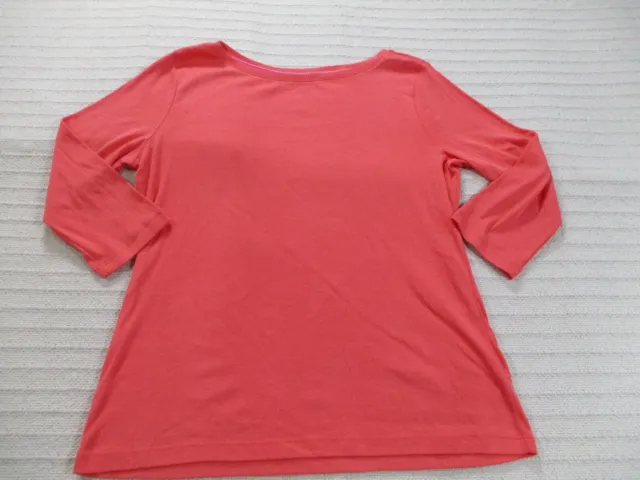 TALBOTS WOMENS SHIRT Lp Petite Pink 3/4 Sleeve Solid Round Neck