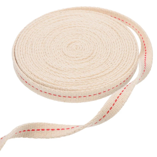 Lot De 2 Rouleaux De Mèche Plate En Coton Pour Lampe à Huile/kérosène - Largeur 1.9 Cm, Longueur 1.9 M, Noir Et Rouge