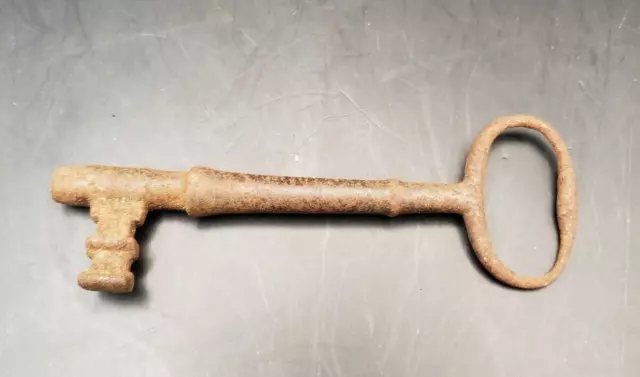 One LARGE Vintage Skeleton Key Old Rusty  Iron Antique Prison Jail Cell Key