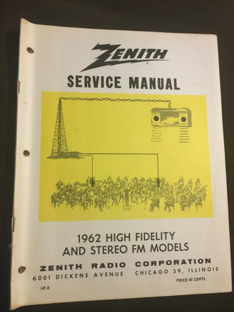 Original 1962 ZENITH HF-8 Radio FM Stereo Service Manual High Fidelity