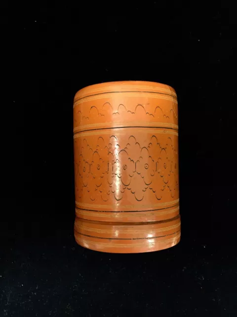 Antique Chinese Lacquered Paper Mache Canister Box