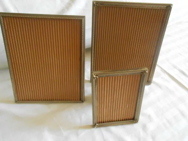 Three Vintage Metal Gold Tone Picture Frames With Easel / No Glass