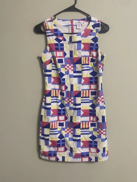 Vineyard Vines Dress 2 Nautical Flag Geometric Sheath Sleeveless Vibrant XS