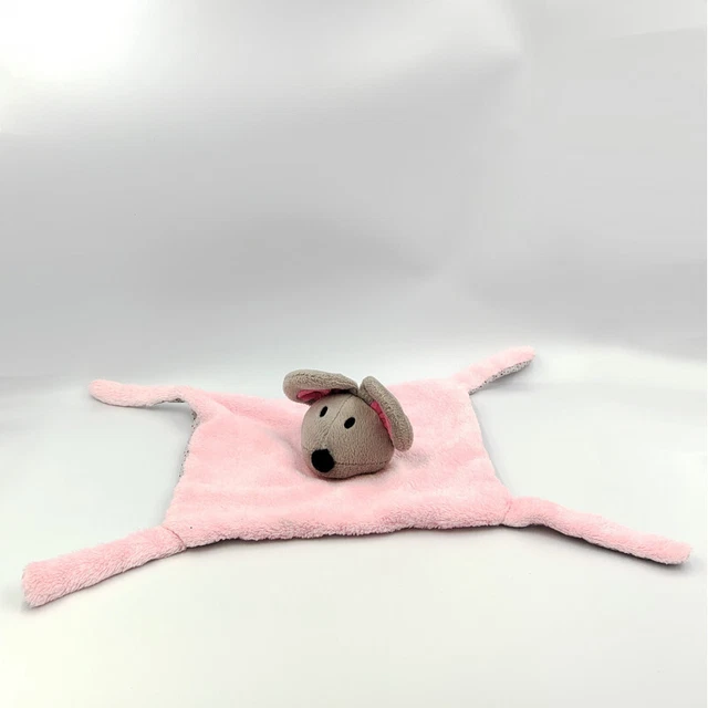 Doudou plat souris grise rose pois - 32455