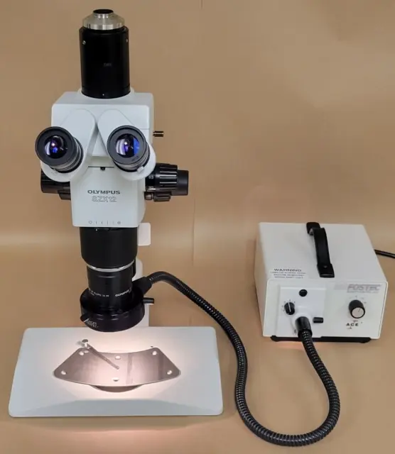 Olympus SZX12 Stereo Microscope w/ Schott Fostec Ace Light Source