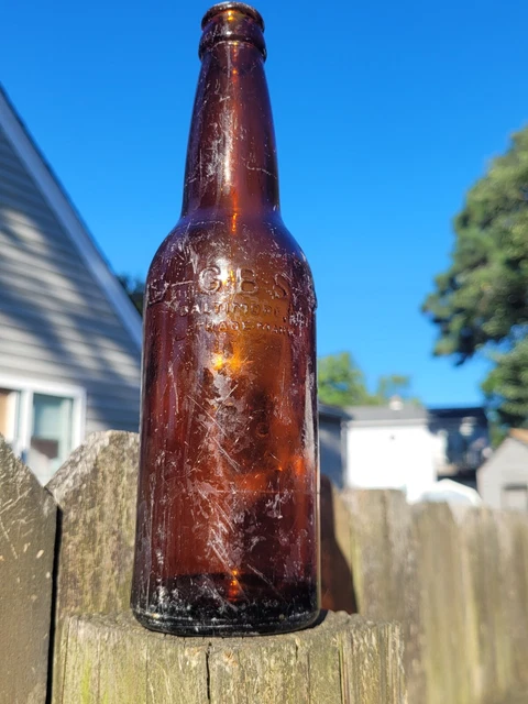 Vintage Antique G.B.S. Beer Bottle Baltimore Md Brown with Arrow 633 14
