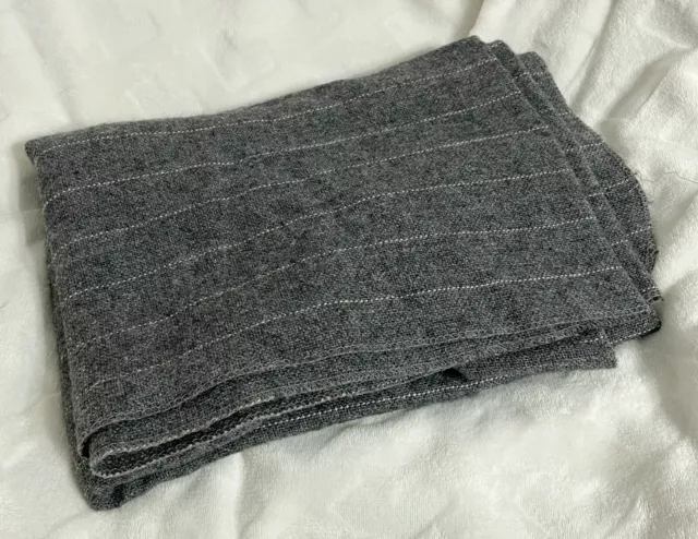 United Airlines, Gray and White Stripe Wool Blend Blanket, 43 x 55 Inches