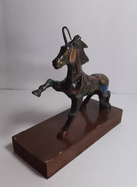 Scultura Vintage CASSINARI VETTOR Cavallo Unicorno Bronzo Smalti Statua Numerata 2