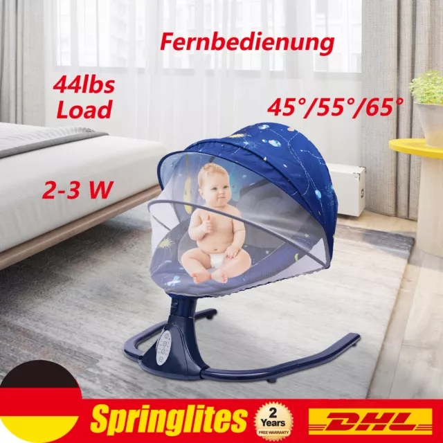 Elektrische Wippe Baby Schaukel Wiege Bluetooth USB Musik Fernbedienung Blau NEU