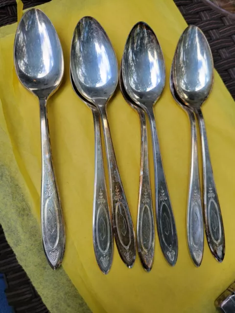 Vintage 8 Community Plate Adam 1917 Silverware Soup Spoons  Monogram" D"