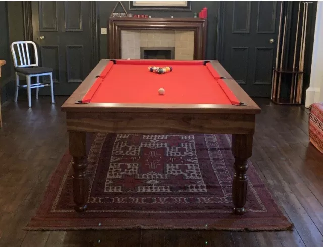 New Meribel Bespoke Solid Walnut Snooker/Pool Dining Table 7ft English Pool