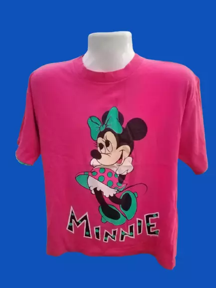 90s Vintage Disney Minnie Mouse T Shirt Large Pink Cotton Single Stitch 2 Layers