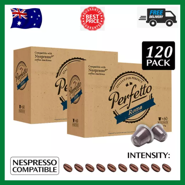 120pk Perfetto Roma Nespresso Compatible Coffee Capsules Bulk Intensity Level 10