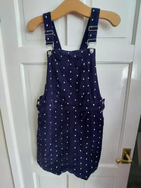 TU NAVY BLUE Polka Dot Corduroy Needlecord Dungaree Pinafore Dress