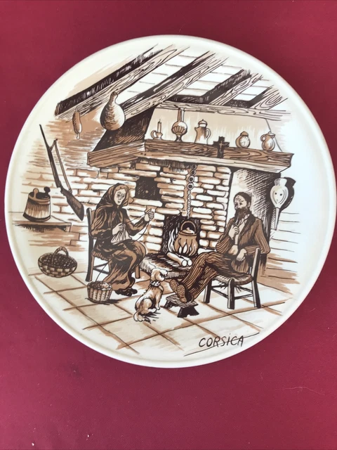 Assiette de collection Corsica Décor Portigliolo céramique fine 24,5 cm