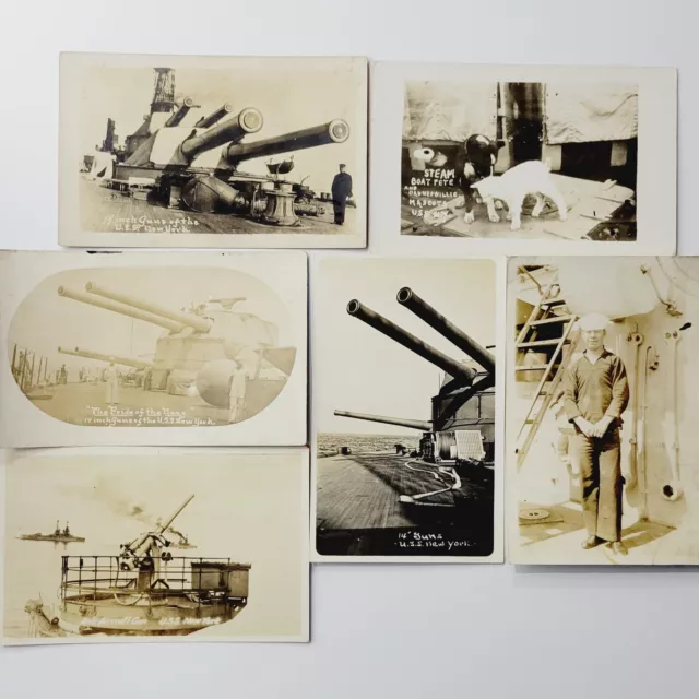 Lot of 6 - 1915 USS New York Battleship BB-34 Postcard Set World War I