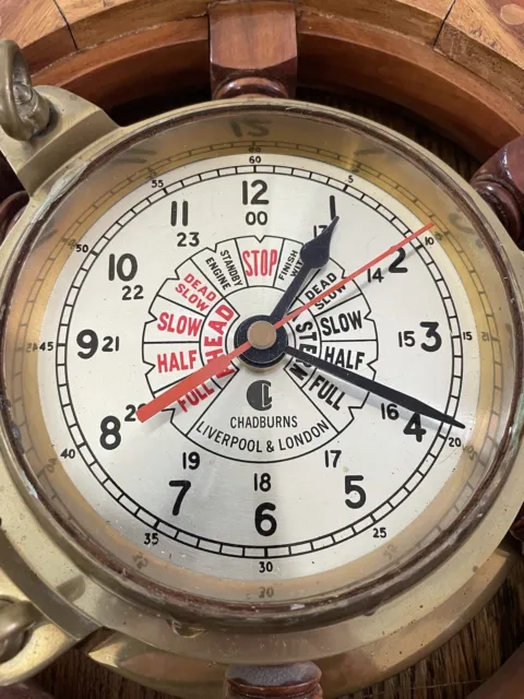 Vintage Nautical Clock Ships Wheel 18.25”