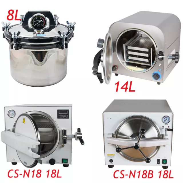 Dental Autoclave Steam Sterilizer 8/14/18L Medical Sterilization Lab Equipment