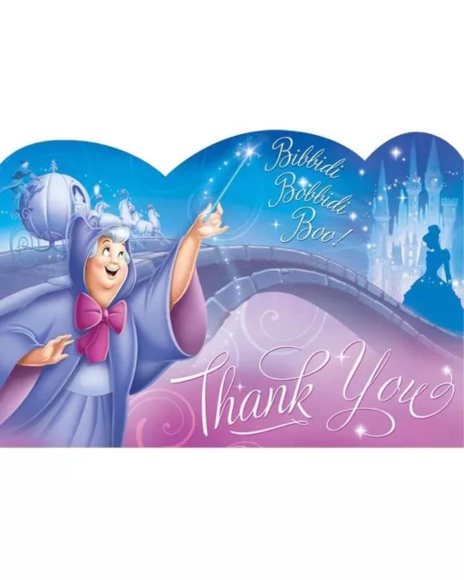 Cenicienta Thank You Postales Paquete De 8 Talla Única Fiesta Cumpleaños Disney