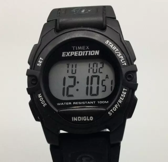 Timex Expedition Digital Watch Unisex Black 34mm Gray Nylon Band New Battery a2