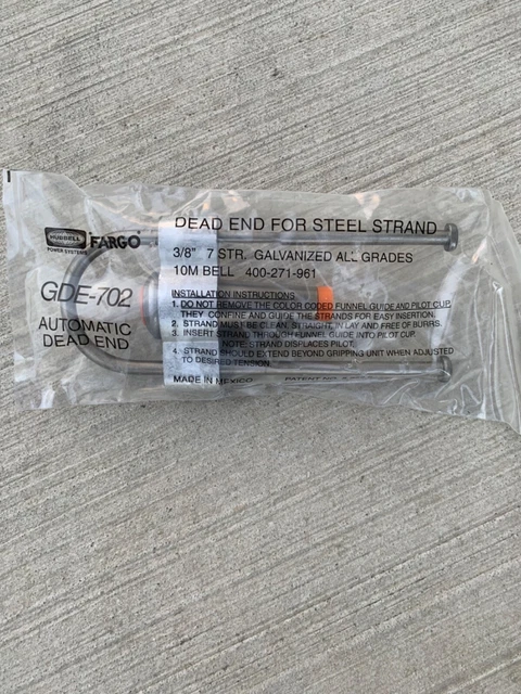 Hubbell/Fargo GDE-702 10m Strandvise Automatic Guy Wire Dead End 3/8"
