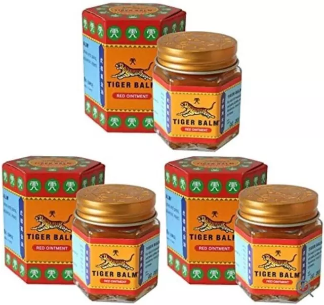 3x Bálsamo de Tigre Alivio Rojo Masaje Herbal Dolor Alivio Ungüento 30g