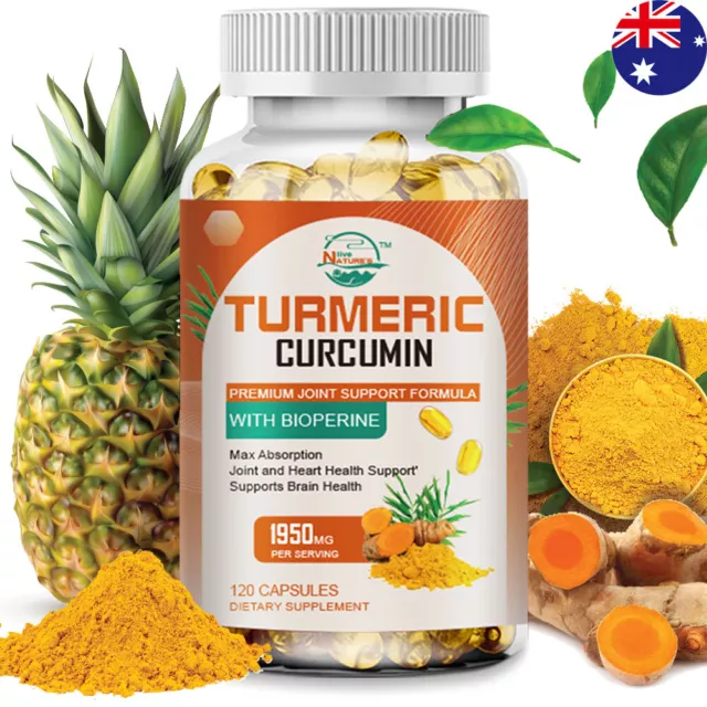 Turmeric Curcumin Capsules High Potency 1950mg w/ BioPerine Black Pepper Extract