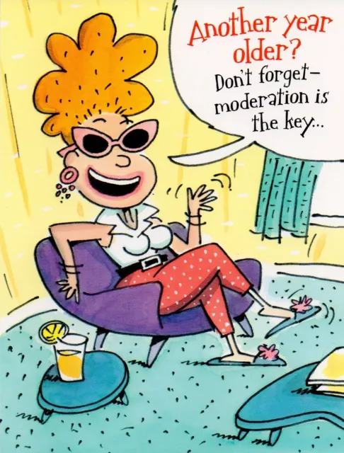 Funny HAPPY BIRTHDAY Card, by American Greetings, Moderation is Key, Gag, Comic