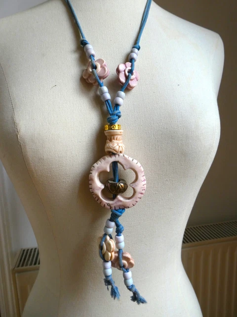 Collier vintage boule en verre et lucite ambre #paris