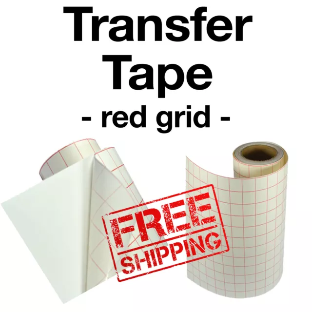 1 roll-12"x5' Transfer Paper Tape w/Red Grid Vinyl Craft Hobby Cutter