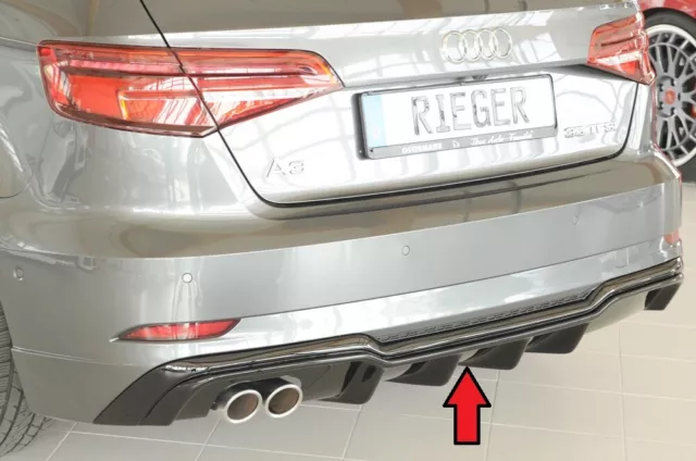 Rieger Diffusor für Audi A3 8V inkl Sportback Facelift Heckeinsatz Schwarz Glanz