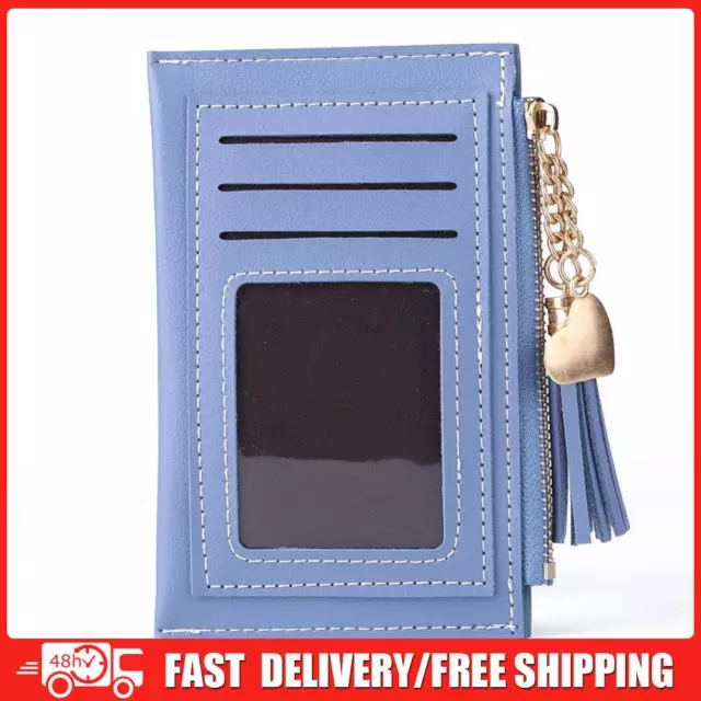 5pcs Fashion Women PU Leather Holder Love Tassel Mini Wallet Card (Blue)