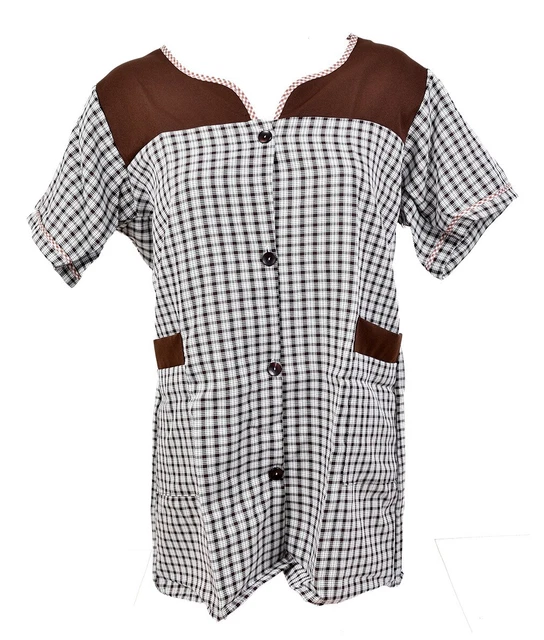 Blouse Zippée RV - Tablier Pour Femme Sans Manches - Tablier De Cuisine - Tablier Ménager - Blouse Pour Femme, à Carreaux - Coton/Polyester, Design 2, 40