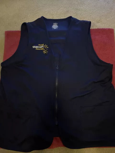 Walmart Proud Associate Dark Blue Employee Uniform Vest Sz Large L & Manager Pin