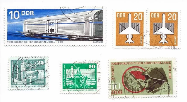 6 Stück, DDR Briefmarken - gestempelt