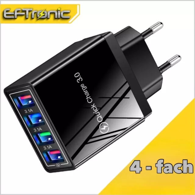 2x Schnell Ladegerät 4 USB Port 5V 3A Netzteil Adapter Für Handy Tablet-Stecker